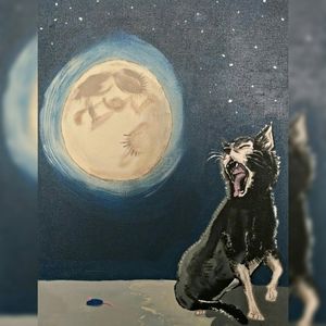 Yawn at the Moon | Original Canvas Art